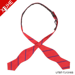 <span class=keywords><strong>Pajarita</strong></span> de fábrica personalizado hecho a mano diseño de rayas 100% seda rojo corbata para los hombres - Product Image 4