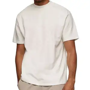Camiseta boxy super pesada com gola redonda, camiseta de algodão com estampa casual para homens, tamanho grande 250 g/m2
