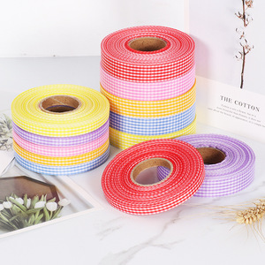 Checkered Ribbon Spool 2Cm Double Face Satin For Cake Decoration Gift Packaging DIY Tying - Product Image 1