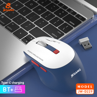 JW-D229 Mouse Nirkabel 6D Mode Ganda 2.4G BT Tipe-C Dapat Diisi Ulang Ergonomis 30M Klik Mouse Nirkabel Optik untuk Gaming PC Laptop