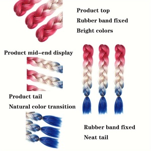 Peluca de Fibra Sintética con <span class=keywords><strong>Trenzas</strong></span> Dobles Estilo Hip-Hop, Color Degradado, Venta al Por Mayor del Fabricante - Product Image 3