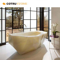 Baignoire autoportante moderne en surface solide, baignoire de douche pour salle de bain, baignoire en pierre d'onyx de luxe de haute qualité pour hôtel