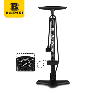BAIMEI 钢制高压自行车打气筒，带压力表（130-160PSI），适用于公路自行车和山地车气门嘴 - 耐用的手动轮胎充气器 - Product Image 1