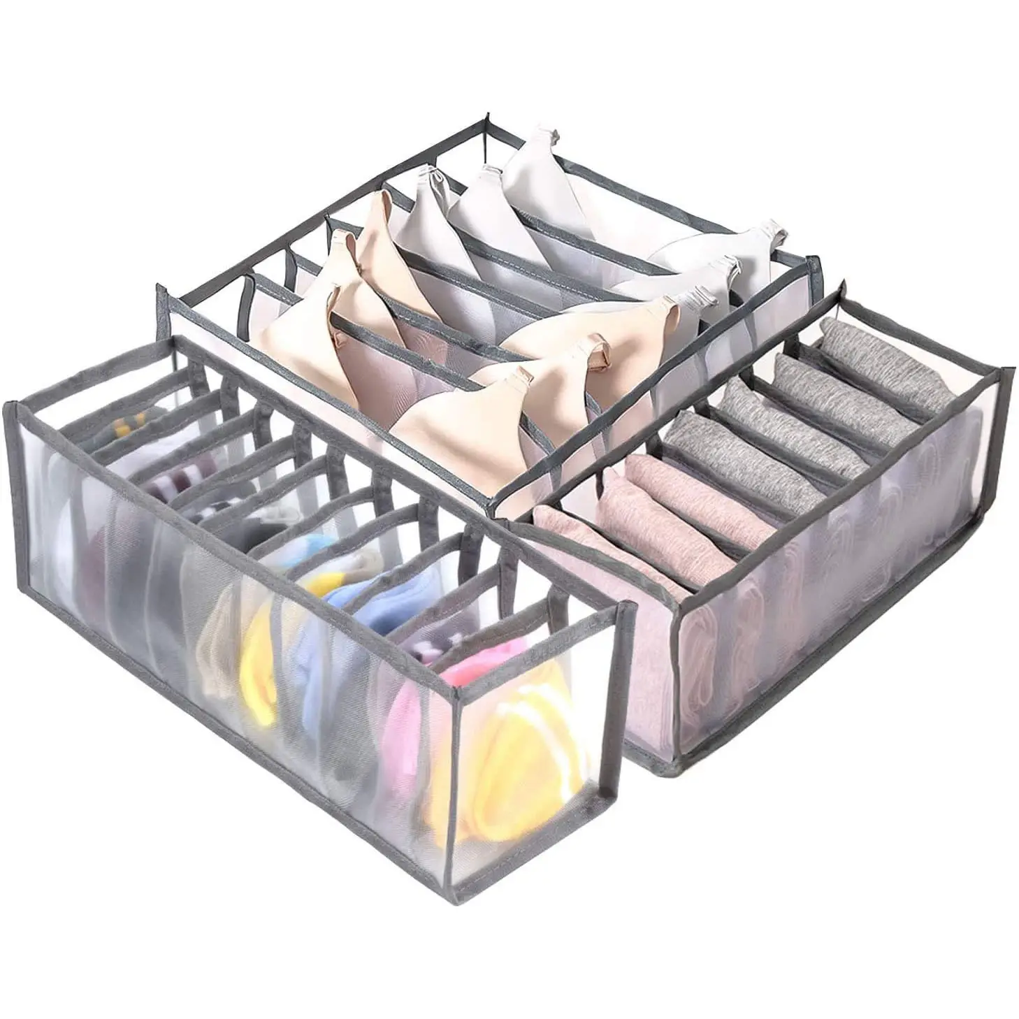 Ttlife-boîte de rangement pliable femmes, lot de 3 tiroirs de sous-vêtements, organiseur au placard organiseur de sous-vêtements