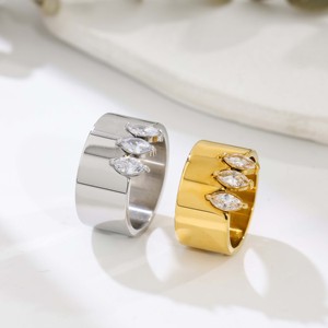 แหวนทรงมาร์คีส์ ดีไซน์เรียบหรู 1 วง สำหรับงานปาร์ตี้และสวมใส่ลำลอง - Product Image 1