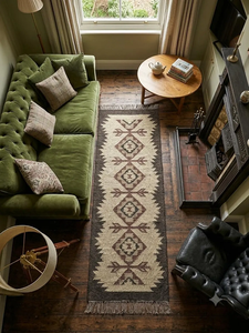 Handmade Wool Jute <b>Runner</b> <b>Rug</b> Geometric Southwestern Boho Farmhouse Carpet for Hallway Entryway Living Room Bedroom Home Decor - Product Image 4