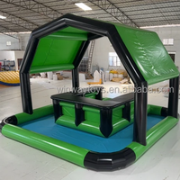 Bar de piscine gonflable vert et noir pour fête d'été avec pompe à air
