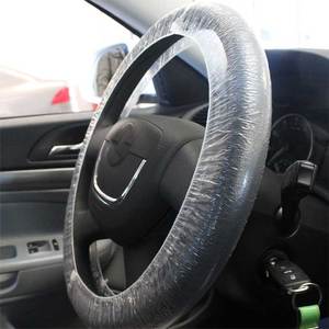 Couvercle de <span class=keywords><strong>volant</strong></span> <span class=keywords><strong>jetable</strong></span> en <span class=keywords><strong>plastique</strong></span> extensible, 100 pièces, protecteur pour voiture - Product Image 6
