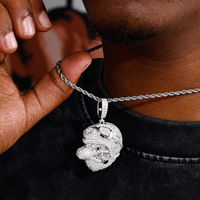 Pendentif de fête hip-hop TUHE de luxe en argent sterling 925 plaqué or, serti de moissanite VVS, motif Aigle chauve pilote, style dessin animé raffiné