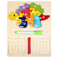 Puzzle en bois 3 en 1 pour enfants, exercices pour le cerveau gauche et droit, améliore les capacités pratiques, la réaction, jouet éducatif interactif
