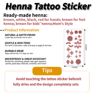 Nouveaux Tatouages Temporaires en Papier Personnalisables avec Logo Style Henné Imperméables Motifs <span class=keywords><strong>Mandala</strong></span> en <span class=keywords><strong>Dentelle</strong></span> pour Application Corporelle - Product Image 3