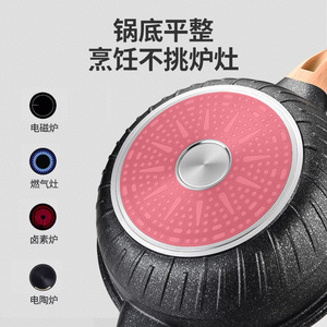 Die-Cast Maifan Stone Non-Stick Frying Pan With Steamer Lid Round Flat Bottom For Cooking Stir Fry Wok 32Cm - Product Image 5