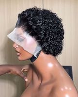 Perruque Courte Pixie 13x4 en Dentelle Complète, 100% Cheveux Humains Bouclés Brésiliens Vierge Remy, Idéale pour Femmes Noires - Vente en Gros
