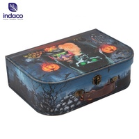 Valise en carton décorative lanterne citrouille d'Halloween avec couture