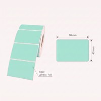 Rollo de Etiquetas Térmicas Directas Impermeables Ecológicas Verde Morandi 60*40mm 1000 Unidades/Rollo Etiqueta Autoadhesiva para Códigos de Barras