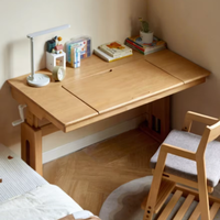 Bureau d'étude pour enfants réglable en hauteur avec manivelle traditionnelle en bois de hêtre massif, écologique, avec plateau inclinable