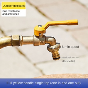 <span class=keywords><strong>Robinet</strong></span> <span class=keywords><strong>de</strong></span> <span class=keywords><strong>jardin</strong></span> en laiton massif à double sortie avec poignée jaune pour cour extérieure, ferme, terrasse, <span class=keywords><strong>robinet</strong></span> d'eau anti-gel - Product Image 6