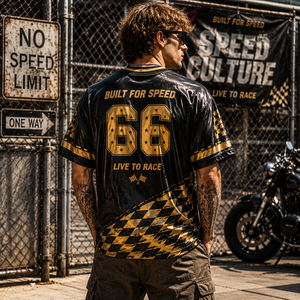 Custom Vintage Motorsport Oversized Racing Jersey Track Day Car Club Fan Shirt Number Team Mesh American Football Jersey - Product Image 2