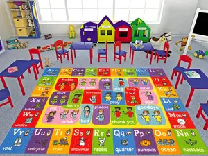 Educational Kids Carpet With Anti-Slip Backing Washable Cushioned Rug For Living Room Low Price Kids Rugs