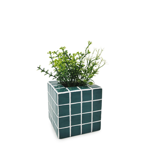<span class=keywords><strong>Vase</strong></span> <span class=keywords><strong>carré</strong></span> stéréoscopique de haute qualité avec motif à carreaux <span class=keywords><strong>Vase</strong></span> à fleurs en céramique - Product Image 1