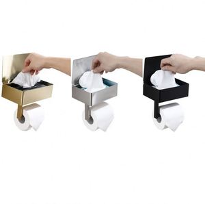 Porte-papier toilette moderne en acier inoxydable noir avec étagère, fixation murale, écologique, pour cuisine et salle de sport - Product Image 5