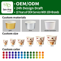 Vaso de Papel Ecológico Personalizado SenAng para Helado con Tapa, Biodegradable, para Gelato y Yogur, Venta al Por Mayor, OEM