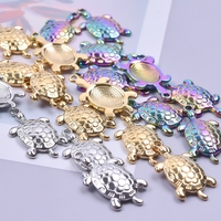Pendentif tortue hydraulique en acier inoxydable Senmei plaqué or véritable 18 carats pour la fabrication de bijoux DIY