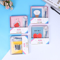 Fünfteiliges süßes Kawaii-Briefpapier-Set Kinder geburtstags geschenk Farbiger Kugelschreiber Klebeband-Geschenk box inklusive Notizbuch