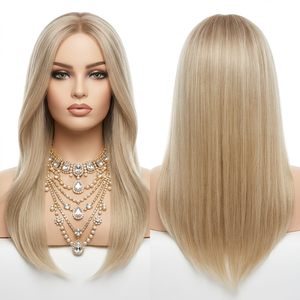 Perruque Lace Front en <span class=keywords><strong>Cheveux</strong></span> Humains Européens, Sans Colle, Dentelle HD, Lisse et Dégradée avec Racines Foncées, pour Femmes Juives, Usage Quotidien - Product Image 1
