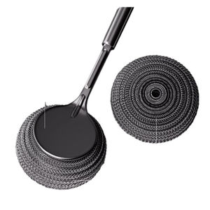 Long Handle <b>Stainless</b> <b>Steel</b> Wire Ball Pot Brush Silver Gray Handheld Kitchen <b>Pan</b> Dishes Waterproof Lightweight Cleaning Brush - Product Image 3