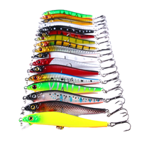 Kit de leurres de pêche mixtes comprenant des appâts à manivelle Minnow Popper avec crochets pour leurre de truite d'eau douce salée