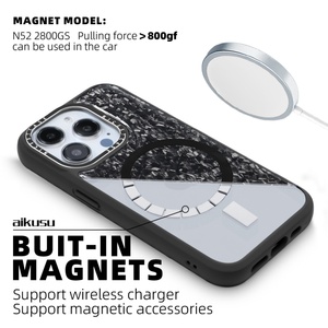 Funda de Teléfono de Fibra de Carbono con Carga Inalámbrica para iPhone 16 Pro 16 Pro Max, Funda Magnética de Lujo Negra para Teléfono Móvil para iPhone 15 Pro Max - Product Image 5