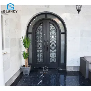 Modern Screen Main Entry Rod House Storm Security Single Double Modern Wrought Cost Iron Front Doors