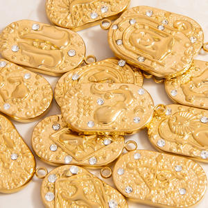 Colgantes de las Doce Constelaciones en Oro de 18K con Cristales de Estrás y Engaste de Bisel, Accesorios de Joyería DIY Unisex para Uso Diario - Product Image 2