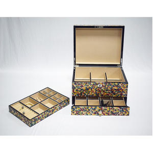High Gloss Lacquered Wooden <b>Jewelry</b> Box Organizer, Large <b>Jewelries</b> <b>Storage</b> Holder with Lock and Mirror Earring Necklace Bracelet - Product Image 6