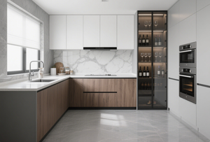 SANTOPOVA Modern High-End Single <b>Side</b> MDF Lacquer Modular Kitchen Cabinet with Soft Close Hinge Flat Panel - Product Image 4