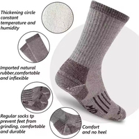 Chaussettes en laine mérinos à boucles complètes, tricotées à grosses aiguilles, chaussettes de randonnée mi-mollet, chaussettes personnalisées en laine mérinos pour hommes, haute qualité, vente en gros