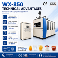 Machine automatique d'occasion WX-850 pour la fabrication de gobelets en plastique PP PS PET, ligne de production de thermoformage pour gobelets jetables d'eau, de yaourt et de café