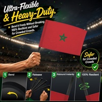 Drapeau du Maroc imprimé sur mesure OEM ODM 17,7x11,8 pouces avec poignée en EVA haute densité et mât flexible – Bannière pour supporters sportifs