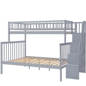 Cama litera convertible de madera <span class=keywords><strong>con</strong></span> escalera de seguridad, elegante estructura de cama para niños, muebles para dormitorio de niñas - Product Image 1