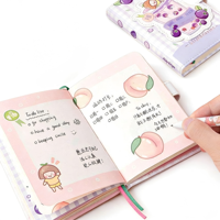 Cuaderno de Patrón Frutal de Alta Calidad con Páginas a Color, Estilo Corazón de Niña, para Estudiantes, Literatura y Arte, Regalo, Cosido, 96 Hojas Impresas