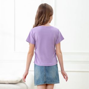 FOXA Camiseta con lazo morado para mujer, camiseta gráfica transpirable de algodón con manga regular, top de verano - Product Image 5