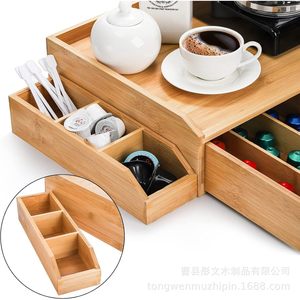Caja de almacenamiento de cápsulas de café de bambú con tres cajones para máquina de café y organizador de bolsitas de té, organizador de escritorio - Product Image 2
