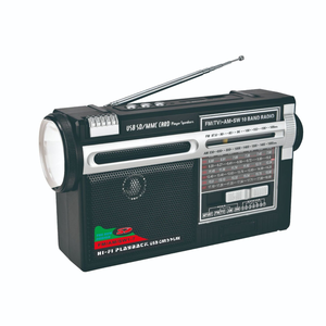 Retro 10 Band Portable Radio with Flashlight <b>USB</b> TF Card Music Player FM AM SW Multi Band Receiver with Antenna - Product Image 4