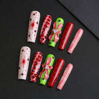 Nouveaux ongles press-on 3D faits à la main en opale avec diamants, style Y2K, ongles artificiels de haute qualité en acrylique, extra longs.