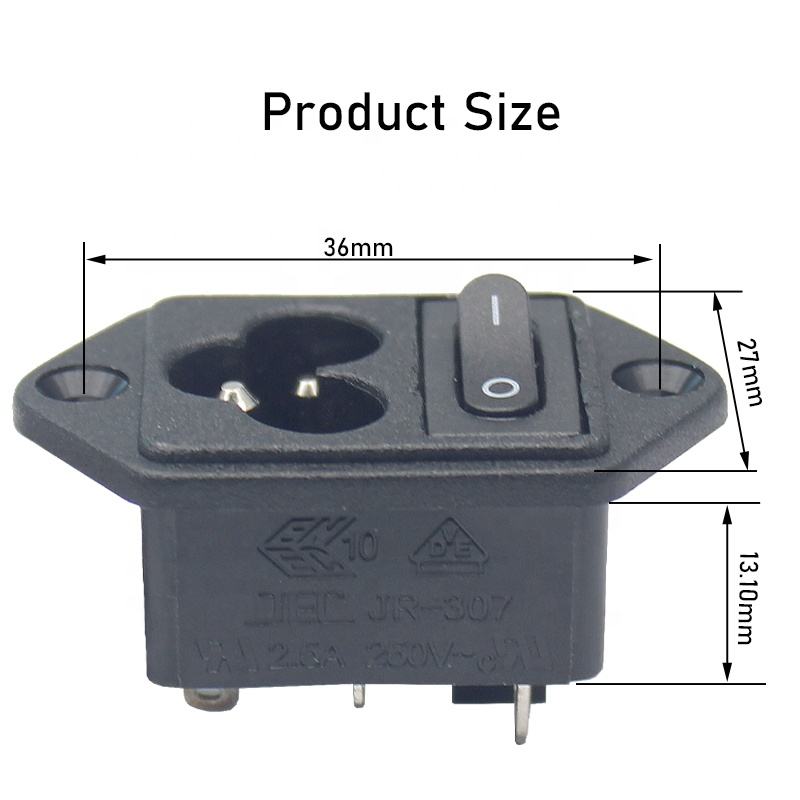 250V AC Power Socket IEC320 C6 - Reliable 3 Pin Connector