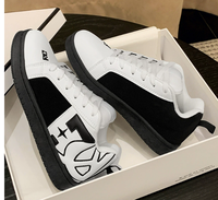 Chaussures de skate basses décontractées style DC noires et blanches pour hommes et femmes, baskets streetwear rétro pour couple, design logo classique