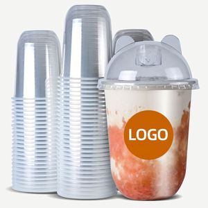 แก้วพลาสติก PET 89 รูปตัวยู ขนาด 12oz/16oz/360ml พร้อมฝาใส สำหรับเครื่องดื่มเย็น กาแฟเย็น น้ำมะนาว ขายดีจากโรงงาน รับผลิตตามแบบ - Product Image 1