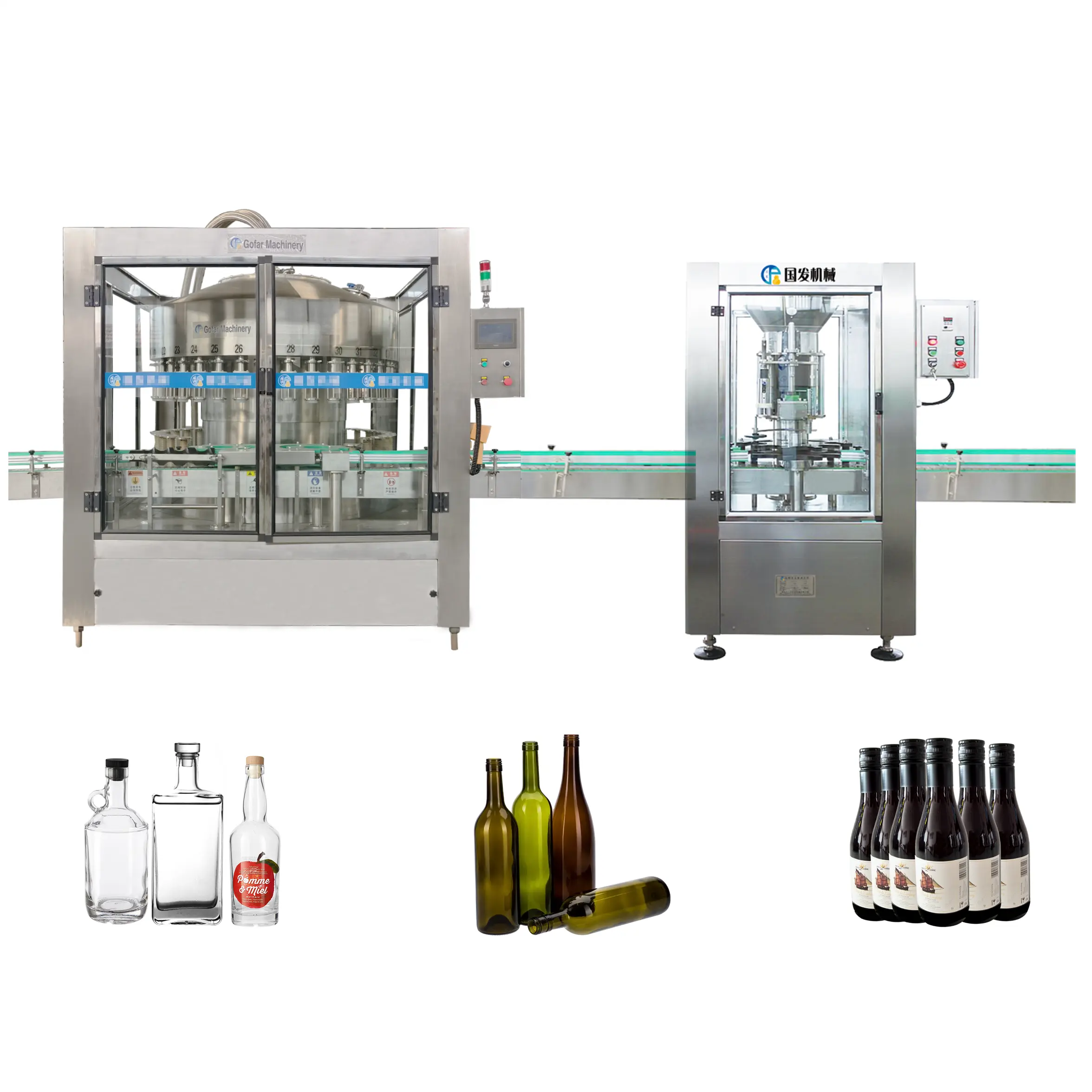 Machine automatique de fabrication de bouteille de vodka en verre à petite échelle 5000bph machine de remplissage de vin en vente avec couvercle ropp type T