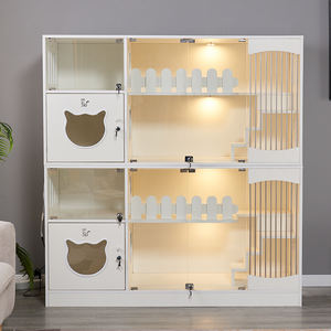 Ahşap, pembe, mavi, gri özelleştirilmiş farklı renk kedi Villa dolap ev kedi kafesi büyük boy 1,2,3,6 katlı kedi kafesi - Product Image 5